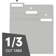 Carpeta de archivo, Paquete de 150 carpetas de archivo tamaño carta con lengüeta cortada 1/3, color gris, excelente para organizar y almacenar archivos fácilmente