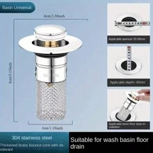 2Pcs Premium Bathroom Sink Stopper Hair Catcher - Drain Catches & Strainers With Removable Stainless Steel Filter Basket, Pop-Up Design, Easy Cleaning, And US Drain Compatibility - Replacement For Bathroom Sink Stopper