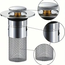 2Pcs Premium Bathroom Sink Stopper Hair Catcher - Drain Catches & Strainers With Removable Stainless Steel Filter Basket, Pop-Up Design, Easy Cleaning, And US Drain Compatibility - Replacement For Bathroom Sink Stopper