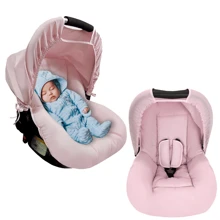 Combo - Baby Car Seat Cover, Sun Protection Hood And Belt Protectors - Various Colors - PINK SALT - View 2
