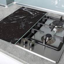 Black Marble Pattern 5mm Heat Tolerant Tempered Glass Cutting Board/Instant Counter 20.5" X 11.75" Instantly Adds Additional Counter Space & Food Preparation Area - màu đen - Xem 3