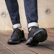 Zapatos para hombres, zapatos deportivos de cuero impermeables, zapatos deportivos de ocio para personas mayores, zapatos para correr y caminar al aire libre - Negro - Ver 9