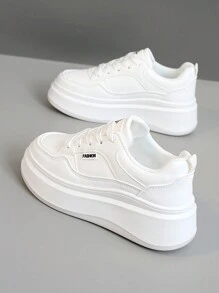 New Spring/Autumn Women's Shoes, Breathable Colorblock Platform Sneakers, Casual Versatile Fashion Shoes - White - View 2