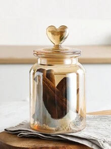 1 lọ thủy tinh có nút chặn bi và nắp kín, hộp đựng trong suốt đựng kẹo, thực phẩm, gia vị, muối, đường, cà phê, trà, 500ml/800ml/1200ml - Mẫu tình yêu lấp lánh - Xem 6