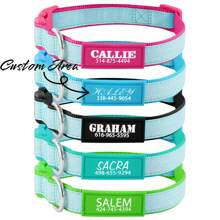 Rokhevn 1 pieza Collar personalizado para perro con nombre e información de contacto impresa en UV - Collar de seguridad de nailon reflectante visible de noche, hebilla ajustable, soporte para etiqueta de identificación de mascota
