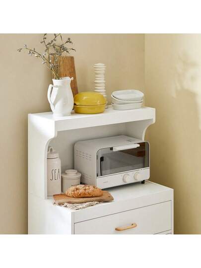 SoBuy FSB12 Microwave Cabinet Wheels, Kitchen Cabinet, Trolley, Beverage Trolley Shelves, Doors Drawer, White, Dimensions (W D): Approx. 62 119 40 Cm view 8