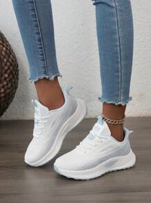 Women's Athletic Sneakers, Fashionable Platform Chunky Sneakers 2025 New Model, Lightweight Casual Breathable Mesh Lace Up Walking Running Fitness Jumping Rope Shoes For Ladies - Blue - View 8