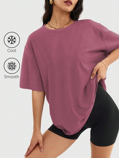 Speed mate Camisetas casuales oversize para mujer, cuello redondo, manga corta, básicas para hacer ejercicio