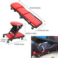 Foldable Garage Mobile Mechanics Creeper Bench 2 In 1 Workshop Trolley Padded Car Repair 360° Rotating Resting Board Stool - Red - View 1