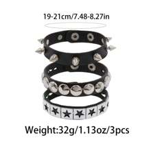 Spiked Studded Armbanden Punk Leren Klinknagels Armband Voor Mannen Vrouwen, Punk Rock Star Studded Armband Set Spiked Leren Manchet Armband 80s Polsband Emo Armband Verstelbare Punk Accessoires Spiked Leren Armband Geschenken