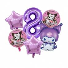 Sanrio 6PCS Sanrio Digital Balloon Kuromi Fashion Creative Digital Aluminum Film Balloon Family Banquet Ambience Dress Up Kuromi Anime Doll Background Decoration Kuromi Party Surprise Theme Wall Decoration Kuromi Holiday Anniversary Scene Setting Parts,Kuromi,Kuromi Birthday,Kurumi