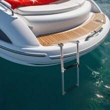 Marine 2-Step Boat Telescoping Ladder, Docks 270° Rotatable Telescoping Ladder, Stainless Steel Boat Floding Ladder, Swimming Pool Wall Mounted Stainless Steel Ladder - Silver - View 2