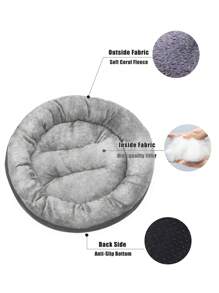 1pc Round Plush Pet Bed For Small/Medium Pets, Thick, Warm, Dark Grey, Soft Cat/Dog Bed Mattress Puppy Keep Dog Bed Cat Bed - Dark Grey - View 7