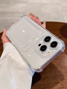Portfel 1 szt. Minimalistyczny jednolity kolor Przezroczysty pokrowiec na karty, etui na telefon odporne na upadki, kompatybilne z iPhone 16 Pro Max, 14/13, 12, 11 Pro Max, XS Max, X, XR, 8, 7 Plus, Mini, odpowiednie jako prezent urodzinowy, dla dziewczyny, chłopaka lub do użytku osobistego