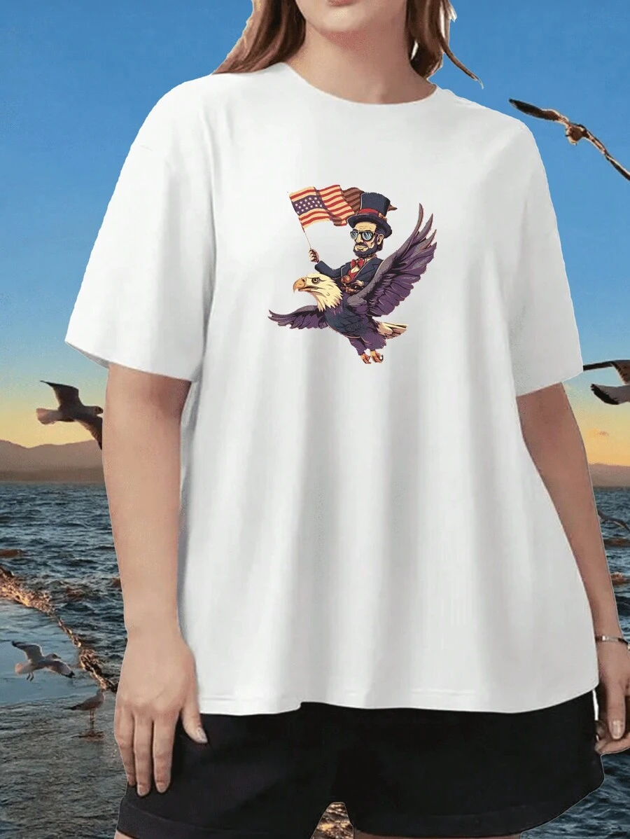 Letter Printing Gift Carnival Women's T-Shirt Short Sleeves Great Festival Can Be Worn On Various Occasions Valentine's Day Classic Round Neck Design Simple And Generous Suitable For All Face Shapes Versatile Four Seasons Comfortable To Wear Can Give People A Natural And Comfortable Wearing Experience Lucky Clover Can Be Given As A Gift - White - View 1