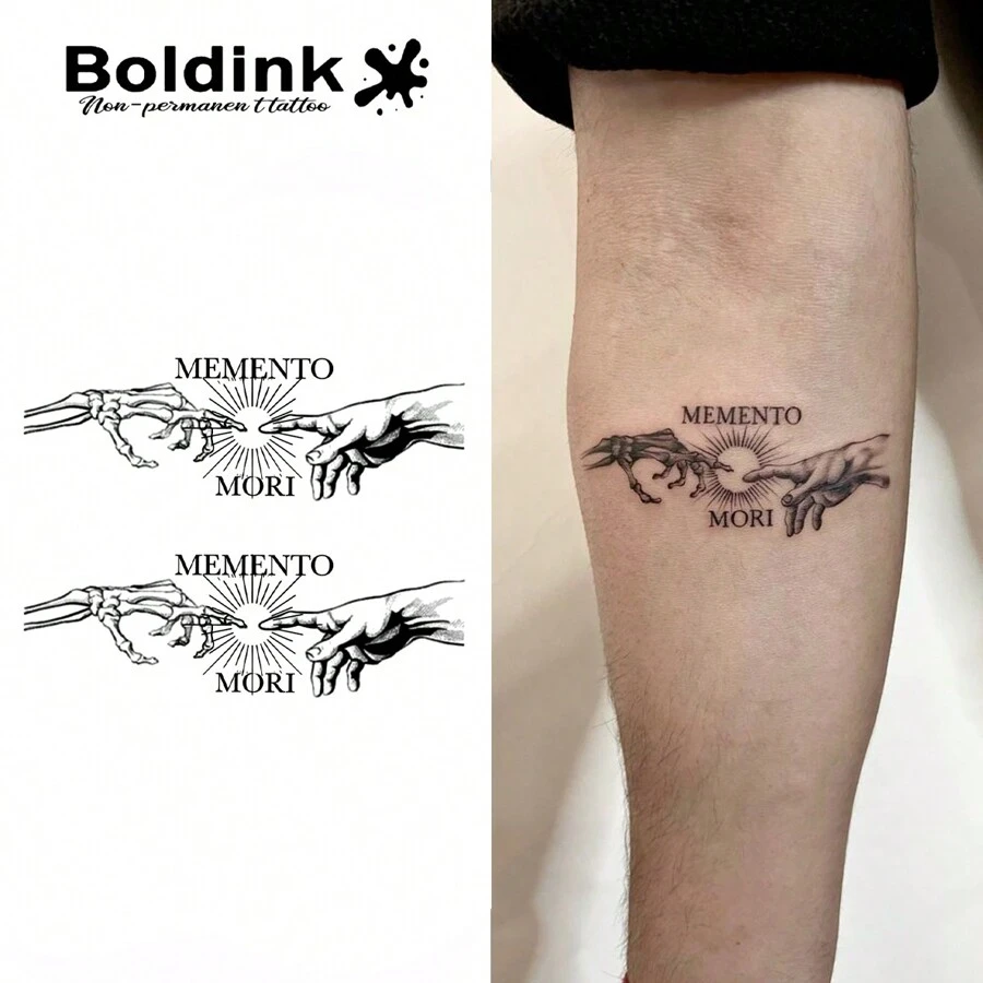 Boldink Non-Permanent Tattoo Technology, Warning Hand Design, New Tattoo Design, Tattoo Sticker Lasts 1-2 Weeks, Delicate And Detailed Tattoo Design, No Gloss, Excellent Choice For Temporary Tattoo - Black - View 1