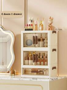 Dust-Proof High-End Drawer Organizer, Storage Racks For Cosmetics And Skincare Products, Makeup Vanity Table - Multi-Layer Drawers Dual Cabinet Storage Rack