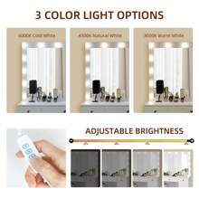 VOWNER 44" Vanity Desk Set With Power Outlet, Makeup Vanity Table With 14 Bulbs Mirror 3 Color & Brightness Adjustable 7 Drawers For Storage, For Girls Women, Halloween & Thanksgiving - 白色-44"W - 查看 4