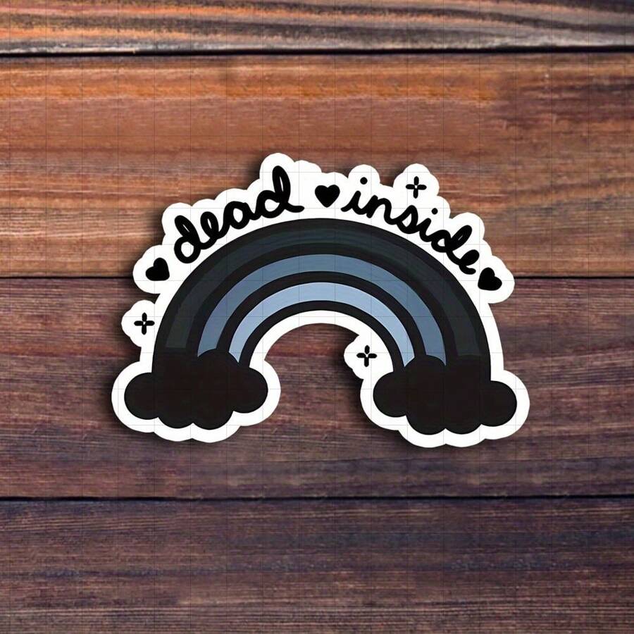 3-Inch "Dead Inside Rainbow Sticker - Dark Humor Vinyl Sticker For Laptops, Notebooks, Water Bottles, Therapy Corners, Humor Zones, And Personal Spaces | Great For Dark Humor Fans, Sarcasm Enthusiasts, Realists, And Friends | Perfect Gag Gift For Friends, Family, And Colleagues | Bold Sticker For Relatable Humor, Sarcastic Fun, And Quirky Decor" - 3inch/7.62cm - View 1