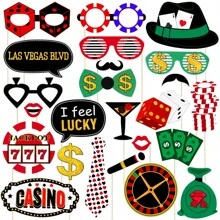24 Stück/25 Stück Casino Themen Party Dekoration/Casino Themen Ausschnitte/Casino Themen Dekorationen/Casino Themen Foto Requisiten - Verschiedenfarbig - Übersicht 12