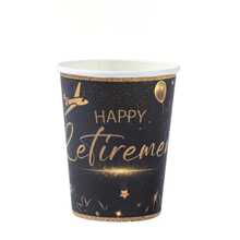 10 件快乐退休派对用品黑色和金色退休派对纸盘餐巾纸杯餐具套装退休装饰品男女皆宜告别派对 - 彩色 - 查看 10