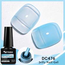 Mtssii Macaron Jelly Gel Nail Polish Blue Crystal Translucent Candy Color Semi Permanent Varnish Nail Art Soak Off UV LED Gel Polish For Summer Manicure Home Salon