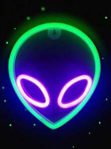 1个带挂钩的LED外星人/火箭/行星霓虹灯，可壁挂，USB和电池供电，土星霓虹灯，适用于儿童房、卧室、墙面、派对、宿舍、游戏室、婚礼装饰，也是送给朋友或孩子的绝佳生日礼物 - 白色 - 查看 16