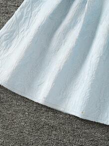 Vestido casual de manga corta con estilo de moda en azul cielo para niñas preadolescentes - Celeste - Ver 5