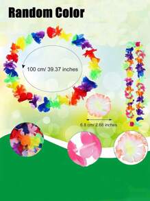 50pcs Hawaiian Flower Leis, Hawaiian Flower Necklaces, Tropical Hawaiian Floral Theme Party Favors, Hibiscus Flowers, Suitable For Summer Pool Parties And Hawaiian Themed Parties, Summer Decorations, Party Decorations And Supplies, Holiday Wedding Beach Birthday Decorations, Hawaiian Flower Leis Party Supplies (Random Colors) - Multicolor - View 9