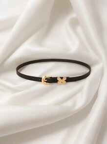 新款女士窄腰休闲腰带，蝴蝶设计，PU 皮革腰带适合牛仔裤、连衣裙、所有季节 - 蝴蝶型 - 查看 4