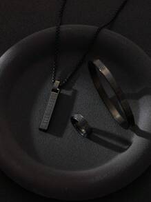 3 件套不锈钢手链、戒指和项链，带罗马数字，适合男士日常使用、圣诞节、新年、情人节节日礼物