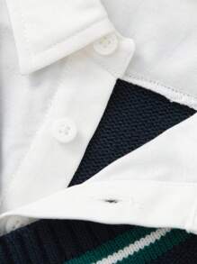 Balabala Tween Boy Preppy Contrast Stripe Knit Sweater