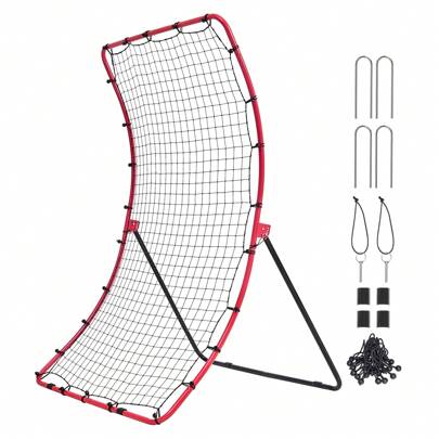 Baseball And Softball Rebound Net, 2 In 1 Left And Right Pitch Trainer, 3 Way Baseball PitchBack Baseball Pitch Rebound Trainer Nest, Rebound Net For Fielding/Throwing Practice 4&5 Adjustable Angles
