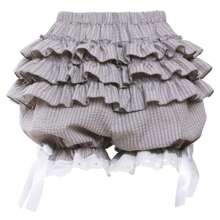 Womens Lolita Bloomers Ruffles Pumpkin Pants Bottom Shorts Lace Trim Layered High Waist Shorts Pettipants - Grey - View 2