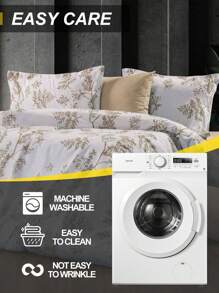 2/3 pcs cotton duvet set, breathable and cozy bedding set for bedroom, all season, 1 piece duvet cover with 1/2 pieces pillow cases (no filling), machine washable - 杏色 - 查看 3