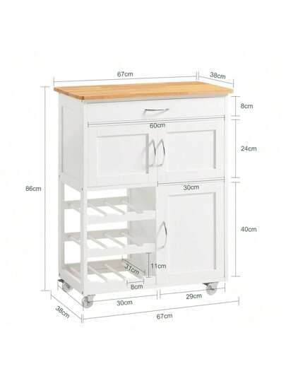 SoBuy FKW45 HG, Kitchen Storage Trolley Serving Cabinet Stainless Steel Worktop view 3