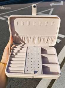 1pc PU Leather Small Jewelry Box, Suitable For Women & Girls, Double Layer Portable Mini Travel Jewelry Box For Earrings, Rings, Necklaces, Bracelets, Christmas Gift For Friends, Back To School Gift - Multicolor - View 12