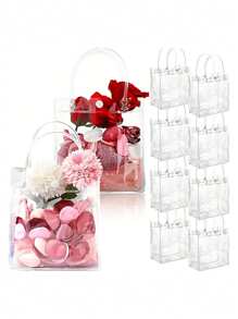 带手柄的透明 PVC 礼品袋、可重复使用的透明手提袋、用于购物、聚会、婚礼、生日、节庆的透明购物袋、派对小礼品袋、圣诞节、化妆品包装和手工艺品、邮递员必备品、返校必备品、婚礼必备品、送给妈妈、奶奶、姐妹、老师的礼物、母亲节礼物、教师节礼物、婚礼礼物、 - 無色 - 查看 1