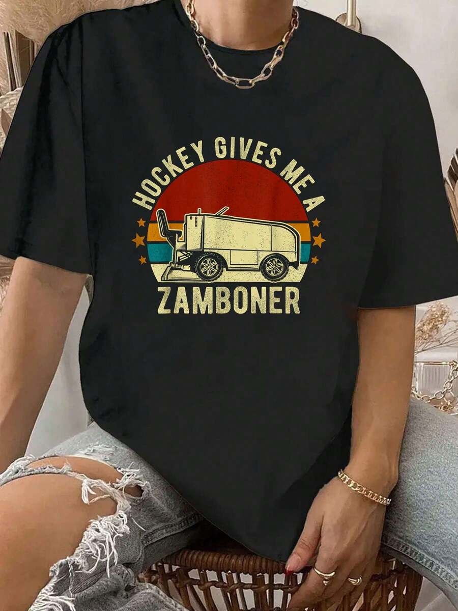 Hockey Gives Me  Zamboner Funny Hockey Fan Mens T-Shirt - màu đen - Xem 1