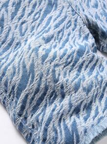 Modne i modne męskie szorty dżinsowe z żakardowym wykończeniem, lato - Jasny jeans - Zobacz 4