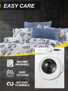 2/3 pcs cotton duvet set, breathable and cozy bedding set for bedroom, all season, 1 piece duvet cover with 1/2 pieces pillow cases (no filling), machine washable - 淺藍色 - 查看 3