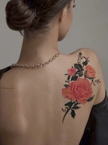 Set de 5 tatuajes temporales realistas en 3D de flores coloridas para el pecho, la pierna, la cintura, que ofrecen una sensación sexy diferente de manera instantánea