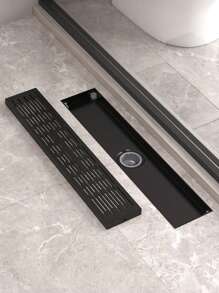 1个黑色地漏，加厚型浴室/酒店淋浴地漏，房间工程矩形线性地漏，大排水除臭地漏浴室配件浴室工具