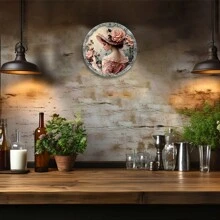 1 Stück elegante viktorianische Stil runde Metallwandkunst mit Blumen- und Spitzendesign - ideal für Restaurant, Bar, Café und Partydekor