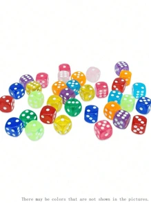 10/20/50/100 Pcs 6 Sided Dice Set, 14MM Premium Translucent Rounded Corners Colored Bulk Dice For Classroom Teaching, Board Games, Dices Game, Random Colors Playing Dice,Card Shuffler,Dice Design,Game ,Mini Dice,D20 Dice