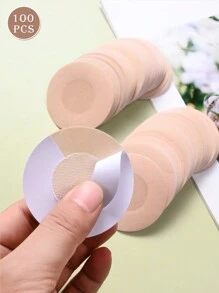 100pcs Disposable Nipple Covers, Seamless Breathable Self-Adhesive Invisible Bra, Women's Lingerie & Underwear Accessories,Private Party Evening Gown Breast Nipple Patch, Disposable Women's Clothing Accessories