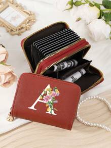 Burgundy Bag Charry Red Bag Wine Red Bag Large Capacity Multi Double Zipper Card Holder Wallet Business Card Holder Credit Card Holder Women For Women Wallet Mini Wallet Purse Wallet Card Wallet - Burgundy - View 9
