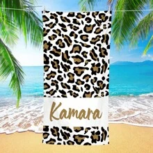 1pc Personalized Leopard Print Beach Towel, Super Absorbent Microfiber Rectangular Quick Dry Beach Towel For Beach, Swimming, Sports, Gym, Lightweight, Women Valentine Gift Birthday Boyfriend Girlfriend Summer Holiday Bathroom Decor For Father's Day, For Graduation, For Weddings, For Housewarming Travel Essentials Travel Accessories Beach Essentials - Multicolor - View 4