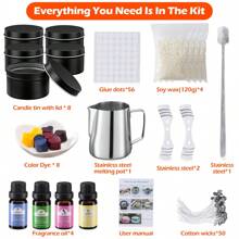 Black Jar Essential Oil Aromatherapy Candle Handmade DIY Accessories - Suitable For Adults, Teenagers, Beginners Candle Making Set - Includes Soy Wax, Mixing Spoon, Wax Pouring Cup, Wax Storage Jar, Essential Oil, Candlewick, Cotton Core Rack - DIY Beginner's Complete Candle Making Set - Artistic Handmade Set - Suitable For Easter, Thanksgiving, Valentine's Day, Father's Day, Mother's Day Gifts - Multicolor - View 3