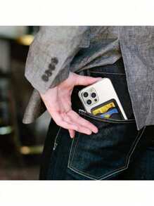 1pc Mobile Phone Back Stick Pocket Stick Wallet Flexible Credit Holder Bag Cover White Black Pink Brown Green Phone Case Christmas Gifts Gift Thanksgiving Vintage Mini Wallet Card Wallet Magsafe Wallet - Multicolor - View 3